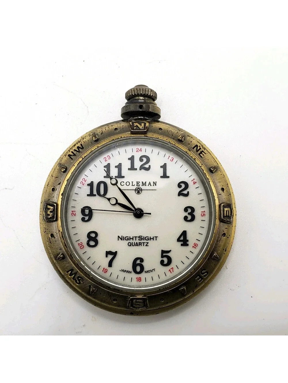 Colman Nightsight Compass Style Pocket Watch 47mm New Battery Please Read